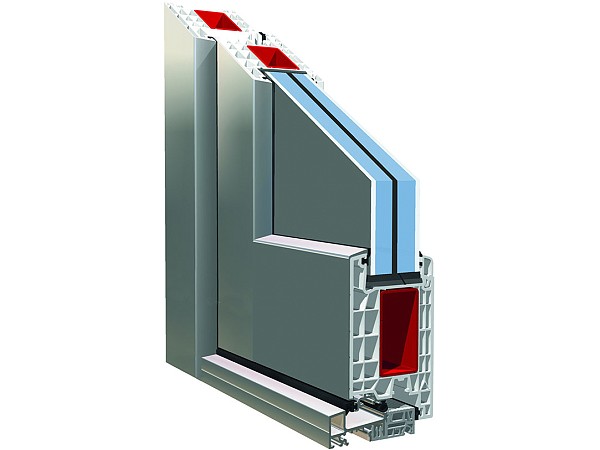 Profilo in PVC di 76mm con rivestimento in alluminio e soglia 3D